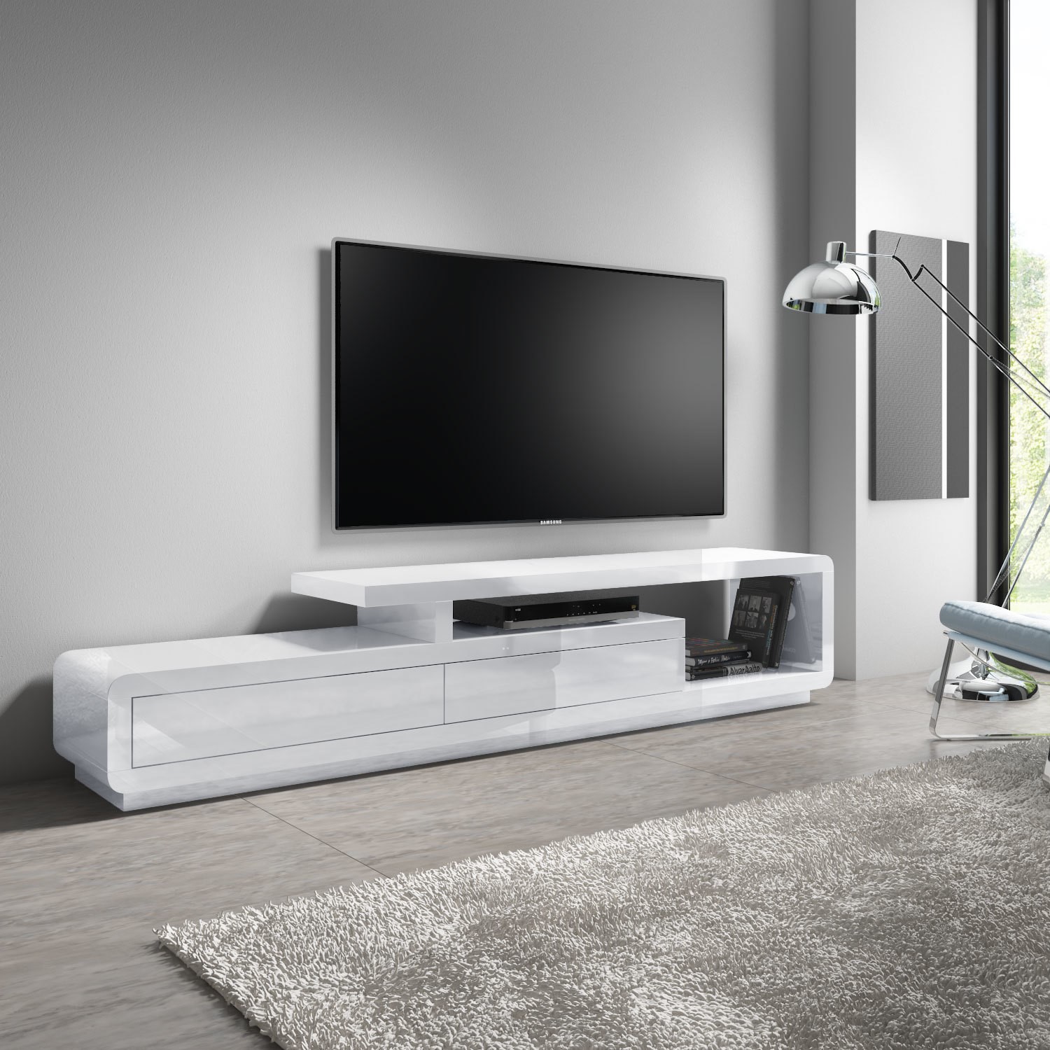 Extra Large White Gloss TV Unit TV s up to 47