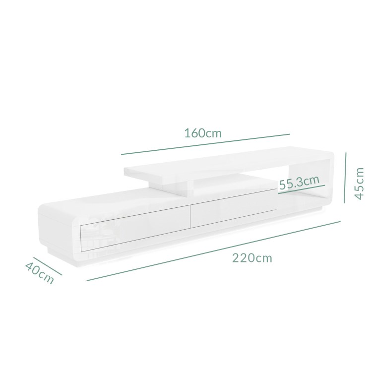 Extra Large White Gloss TV Unit - TV's up to 47" - Evoque