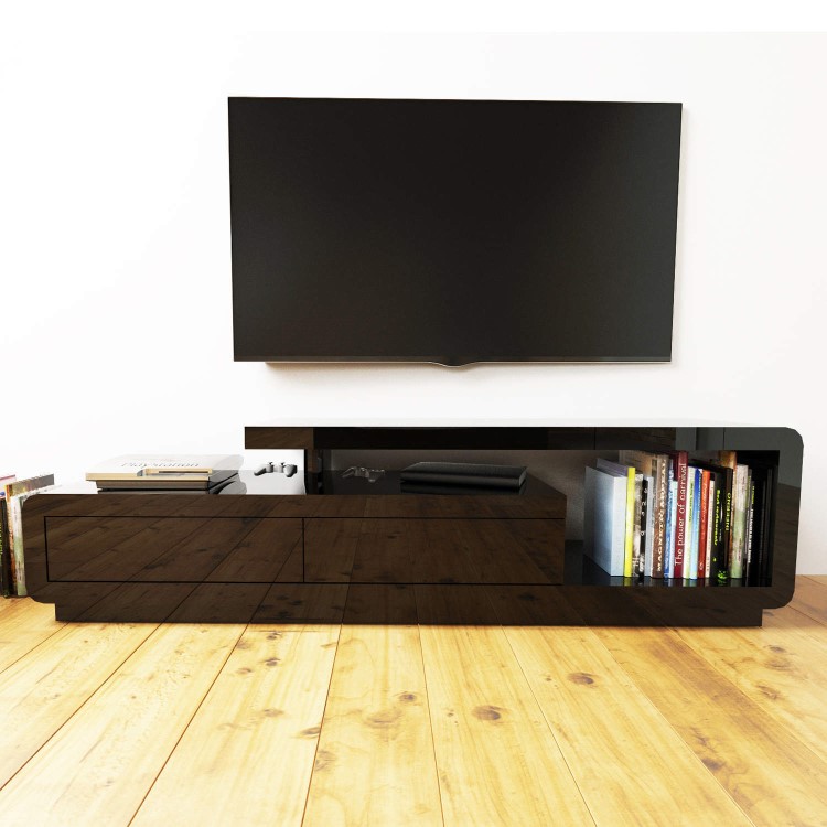 Evoque Black High Gloss TV Unit with Touch Open Drawers