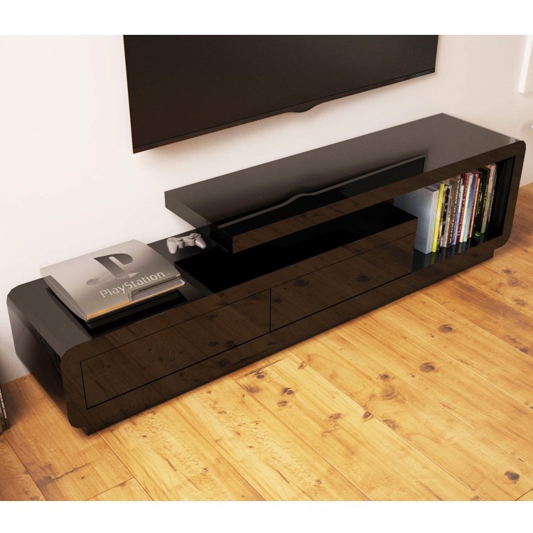 Evoque Black High Gloss TV Unit with Touch Open Drawers