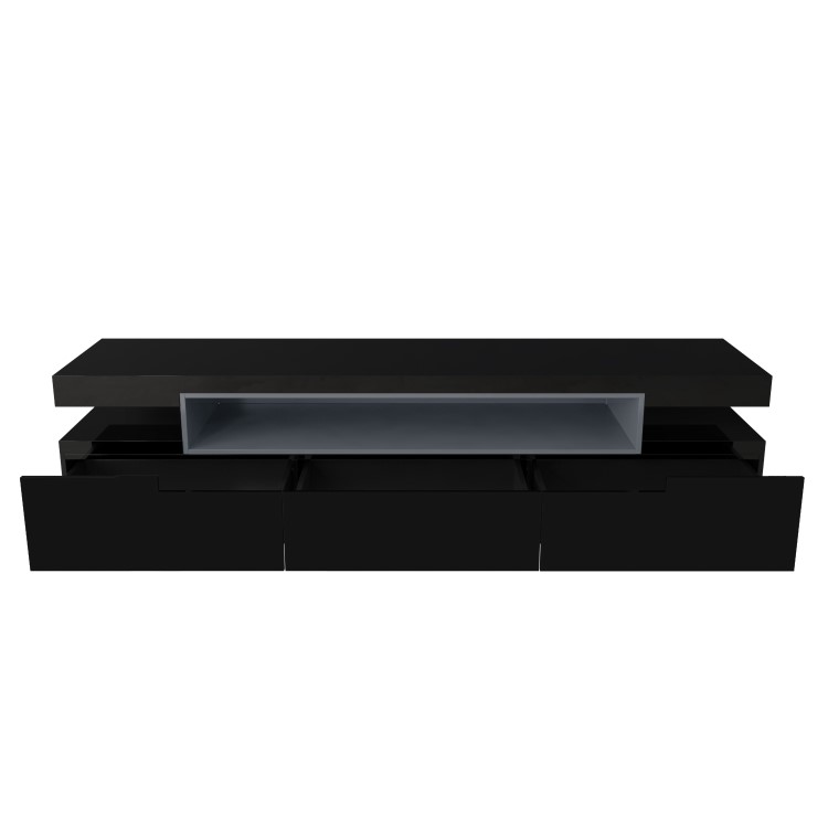 Wide Black Gloss TV Stand with Storage - TV's up to 83" - Harlow