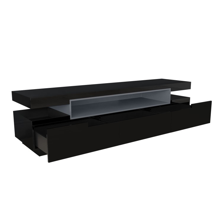 Wide Black Gloss TV Stand with Storage - TV's up to 83" - Harlow