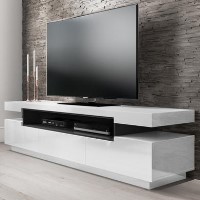 Harlow White High Gloss TV Unit with Soundbar Shelf - TV's up to 70