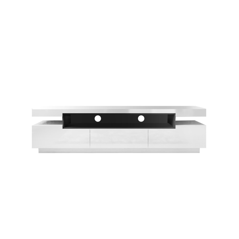 Large White High Gloss TV Unit with Grey Shelf TV's up to 83