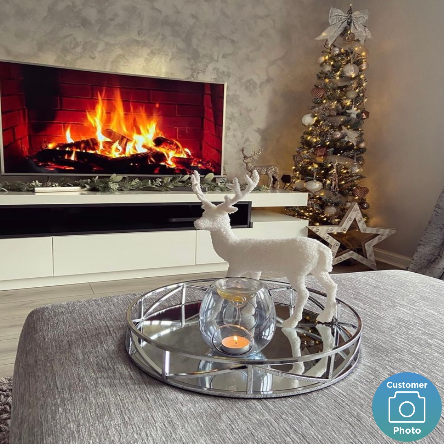 Large White Gloss TV Unit with Storage TV's up to 83" Harlow