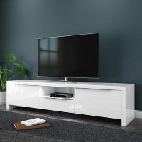 Large White Gloss TV Unit with LED & Storage - TV's up to 56