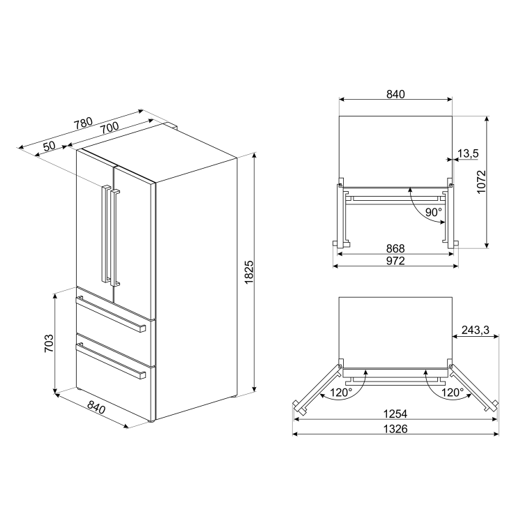 Refurbished Smeg FQ55FXDF Freestanding 508 Litre American Fridge Freezer Stainless Steel