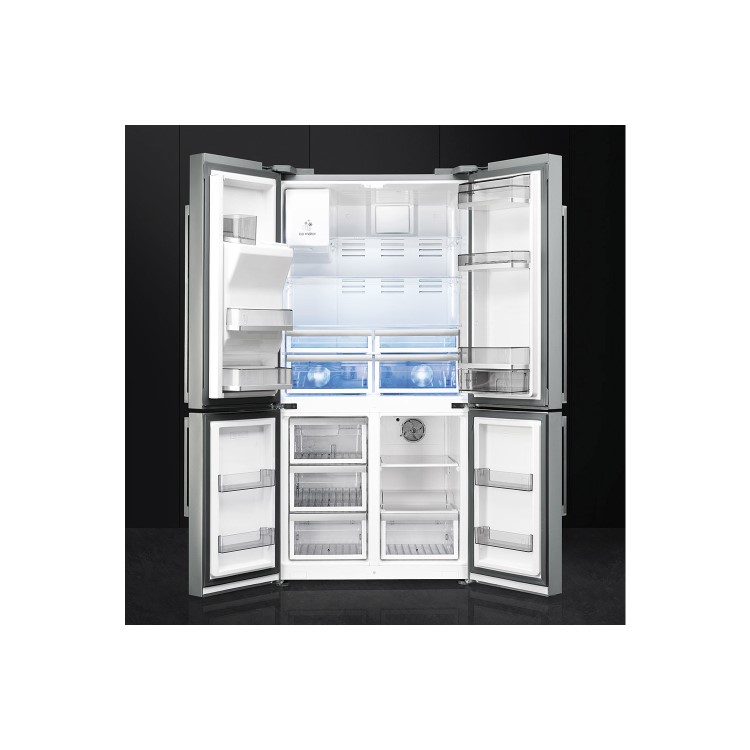 GRADE A2 - Smeg FQ75XPED Stainless Steel 4-Door American Fridge Freezer With Convertible Compartment And Ice And Water Dispenser