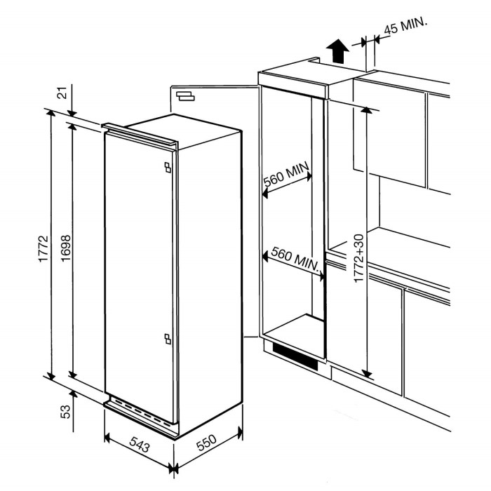 Smeg FR320P Incolumn Integrated Fridge Appliances Direct