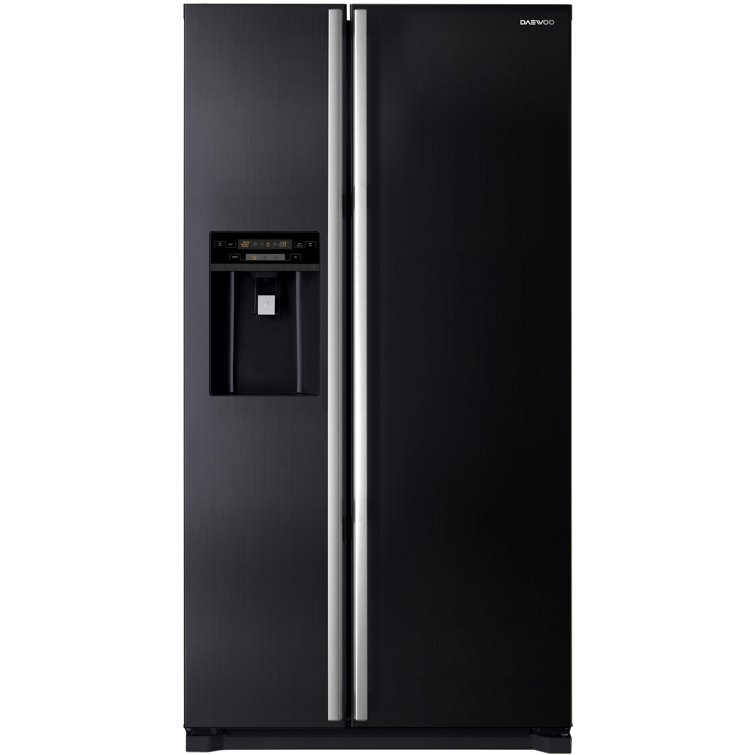 Daewoo Frax22np3b American Side By Side Fridge Freezer With Non Plumbed Ice And Water Dispenser Black Appliances Direct