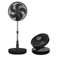 electriQ 12-inch Rechargeable Quiet Foldable DC Pedestal Fan - Indoor & Outdoor - Black electriQ 12-inch Rechargeable Quiet Foldable DC Pedestal Fan - Indoor & Outdoor - Black