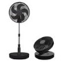 electriQ 12-inch Rechargeable Quiet Foldable DC Pedestal Fan - Indoor & Outdoor - Black