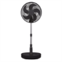 GRADE A1 - electriQ 12-inch Rechargeable and Foldable Black DC Pedestal Fan - Quiet Operation for Versatile Indoor and Outdoor Comfort