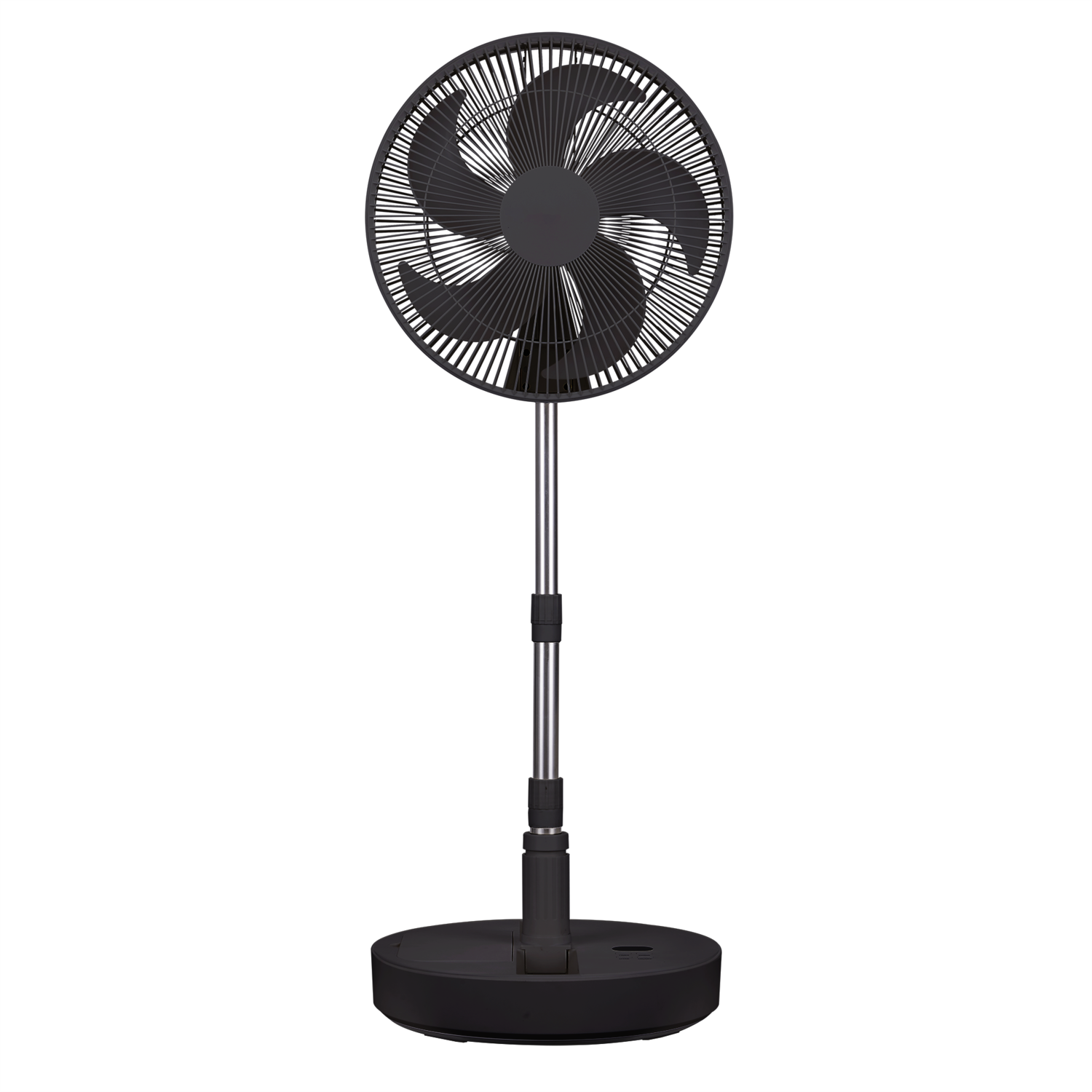 electriQ 12-inch Rechargeable and Foldable Black DC Pedestal Fan - Quiet Operation for Versatile Indoor and Outdoor Comf