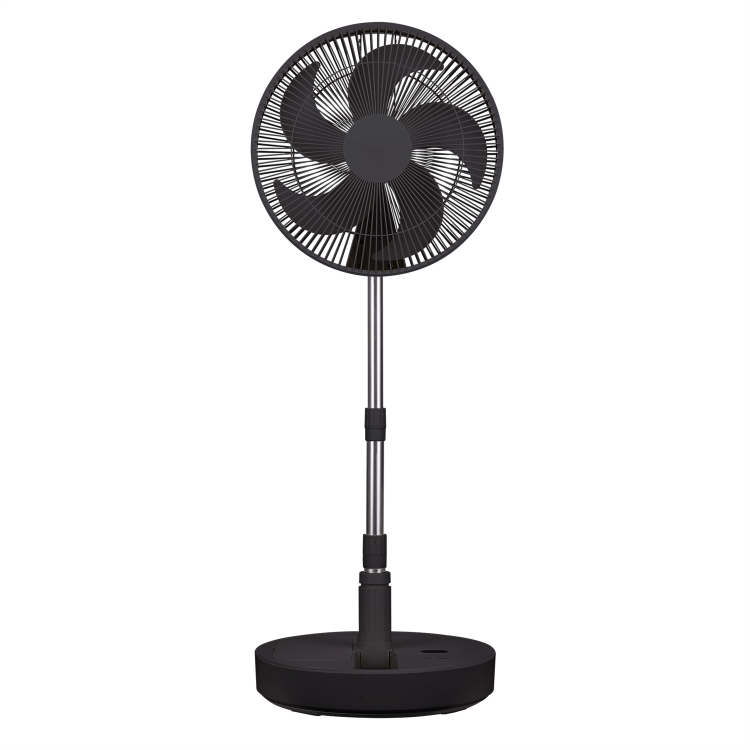 electriQ 12-inch Rechargeable Quiet Foldable DC Pedestal Fan - Indoor & Outdoor - Black