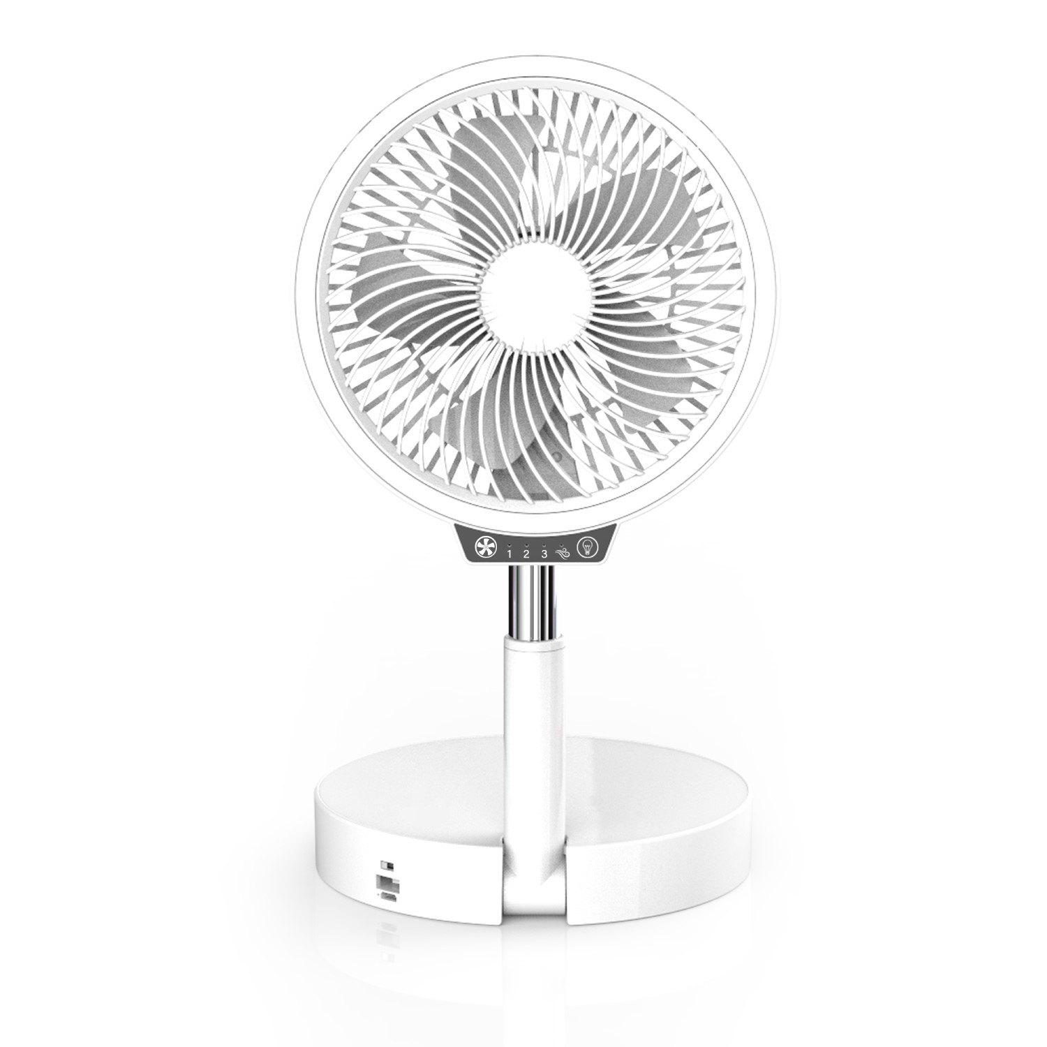 electriQ 6 inch Rechargeable and Foldable Quiet DC Fan with LED Light - Indoor or Outdoor