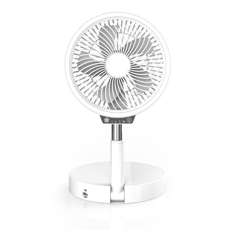 electriQ 6 inch Rechargeable and Foldable Quiet DC Fan with LED Light - Indoor or Outdoor
