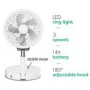 electriQ 6 inch Rechargeable and Foldable Quiet DC Fan with LED Light - Ideal for Indoor or Outdoor