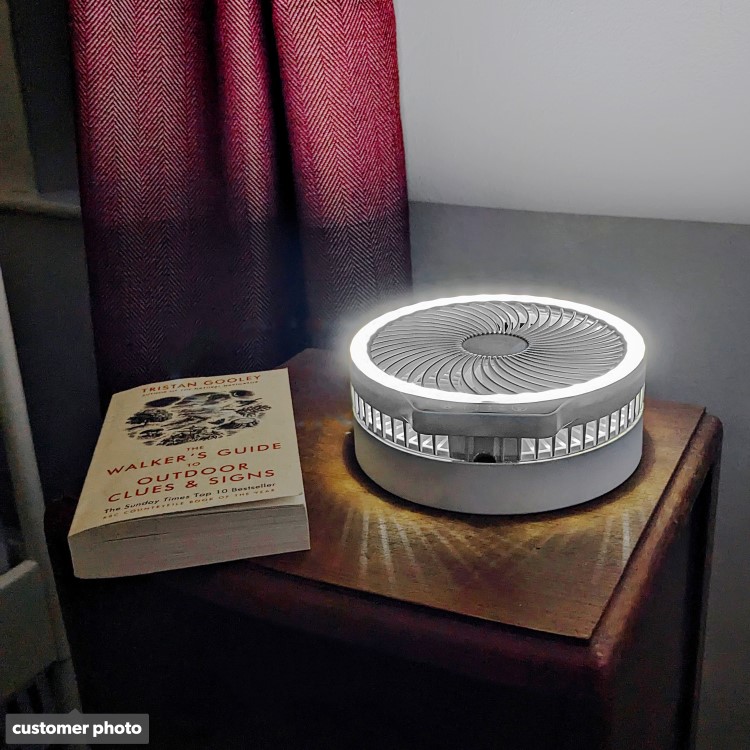 electriQ 6 inch Rechargeable and Foldable Quiet DC Fan with LED Light - Indoor or Outdoor