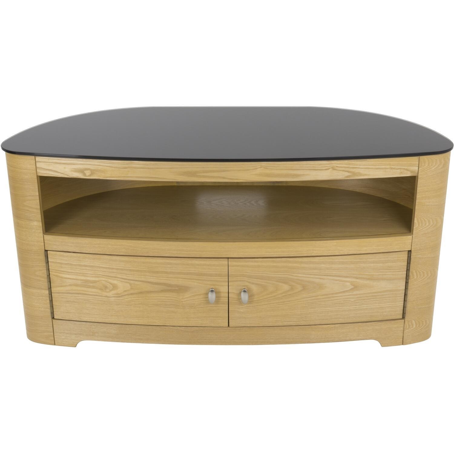 Blenheim Affinity Curved TV Stand 1100 Oak / Black Glass