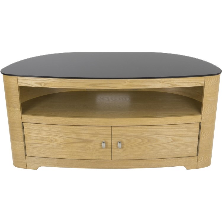 Blenheim Affinity Curved TV Stand 1100 Oak / Black Glass