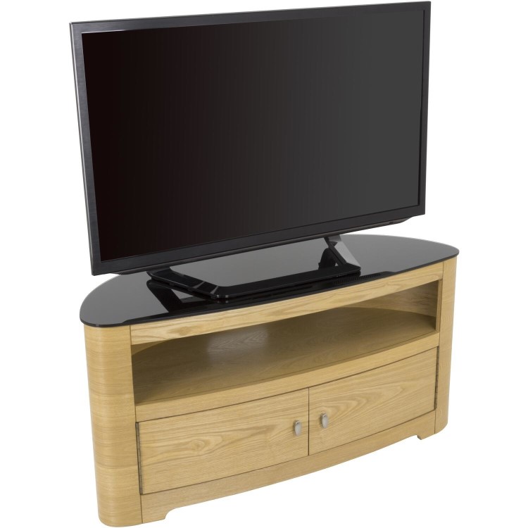 Blenheim Affinity Curved TV Stand 1100 Oak / Black Glass