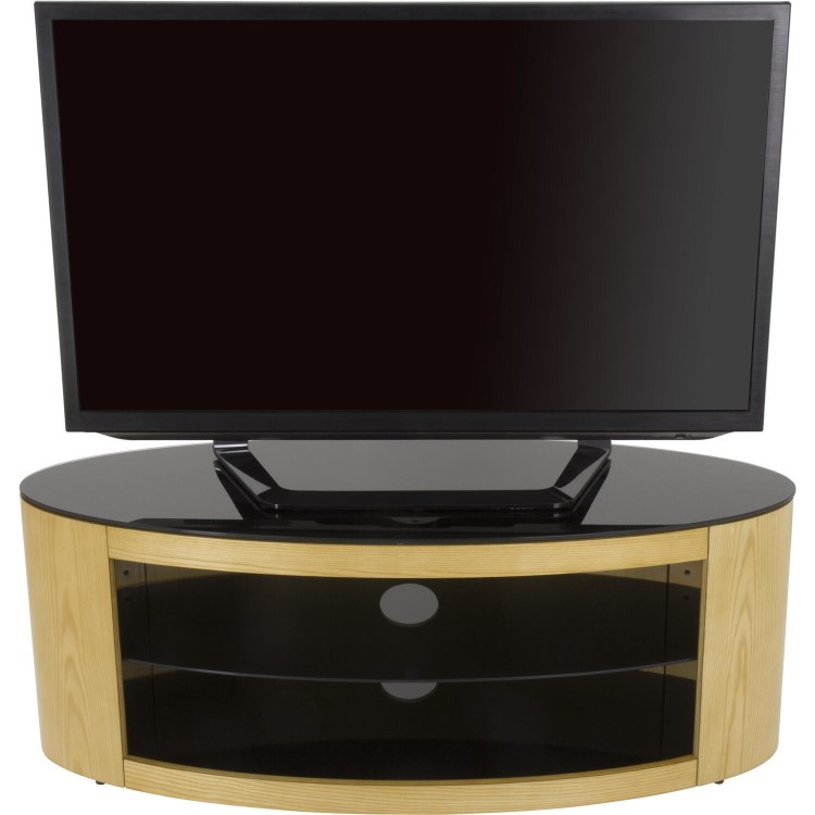 Buckingham Oval Affinity TV Stand 1100 Oak / Black Glass