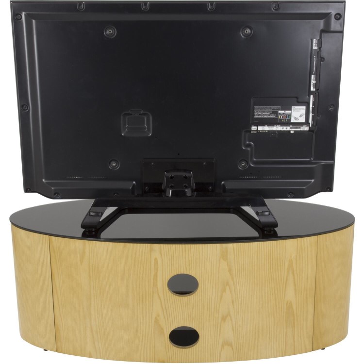 Buckingham Oval Affinity TV Stand 1100 Oak / Black Glass