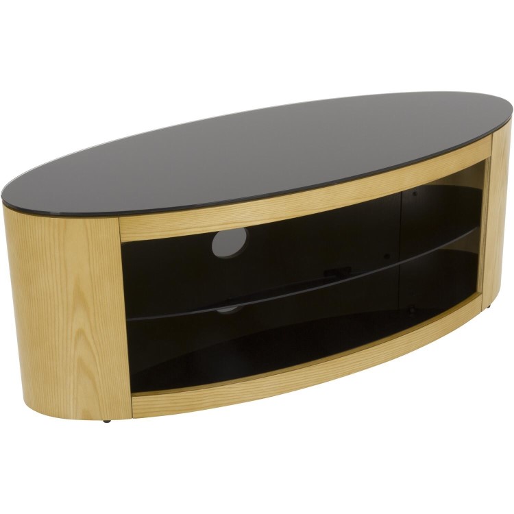 Buckingham Oval Affinity TV Stand 1100 Oak / Black Glass