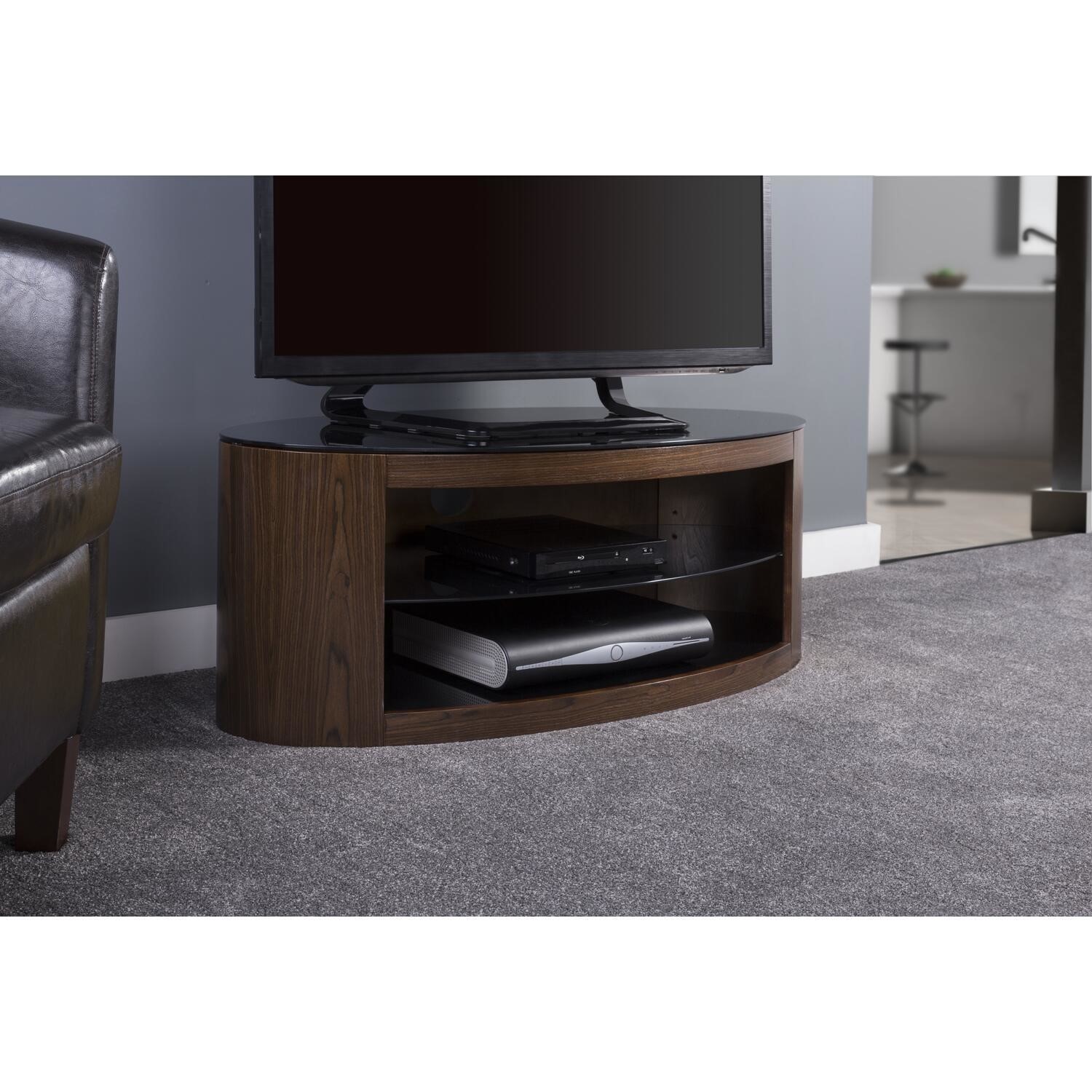 Buckingham Oval Affinity TV Stand 1100 Walnut / Black Glass