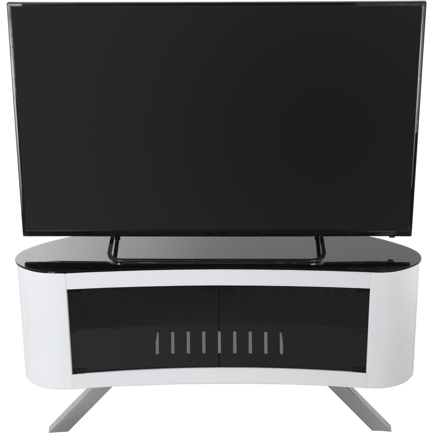 Bay Affinity Curved TV Stand 1150 Gloss White / Black Glass