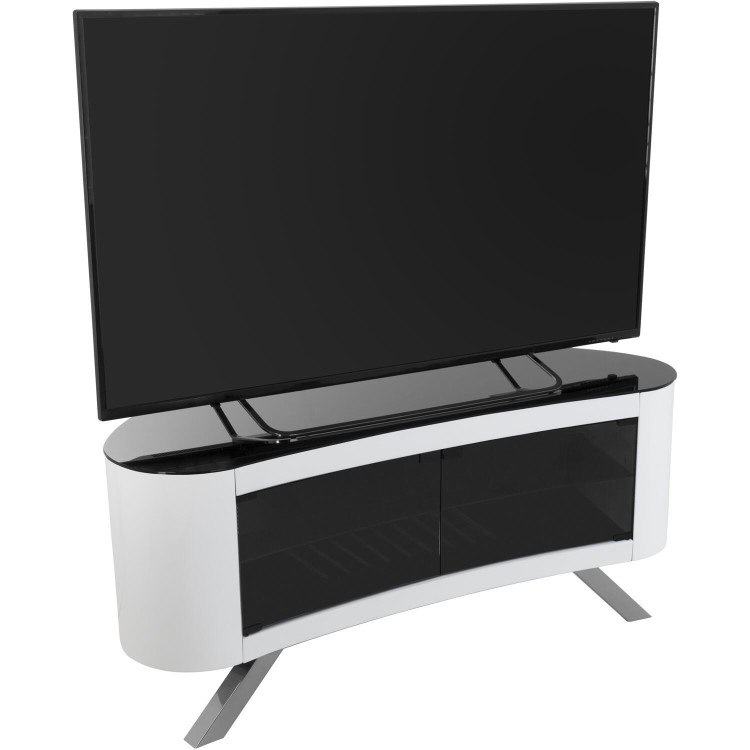 Bay Affinity Curved TV Stand 1150 Gloss White / Black Glass