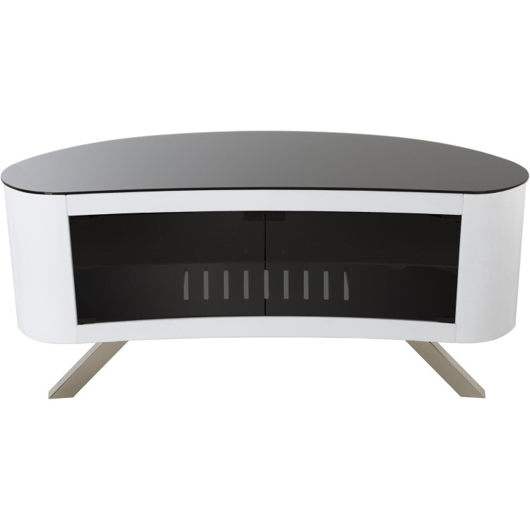 Bay Affinity Curved TV Stand 1150 Gloss White / Black Glass