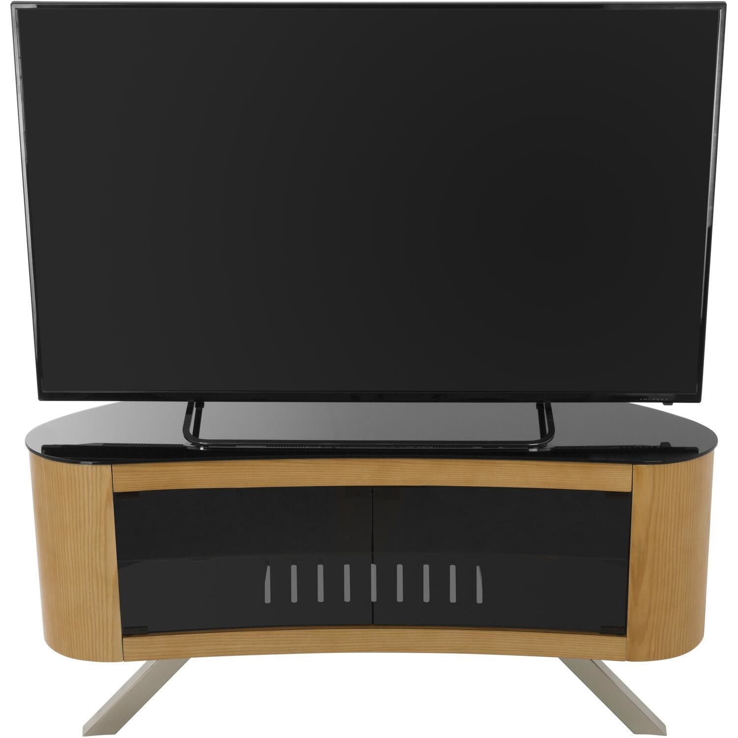 Bay Affinity Curved TV Stand 1150 Oak / Black Glass