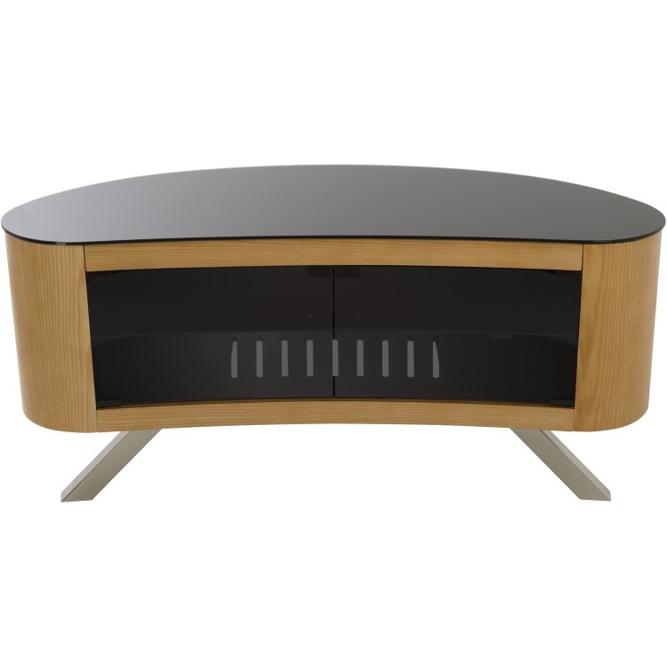 Bay Affinity Curved TV Stand 1150 Oak / Black Glass