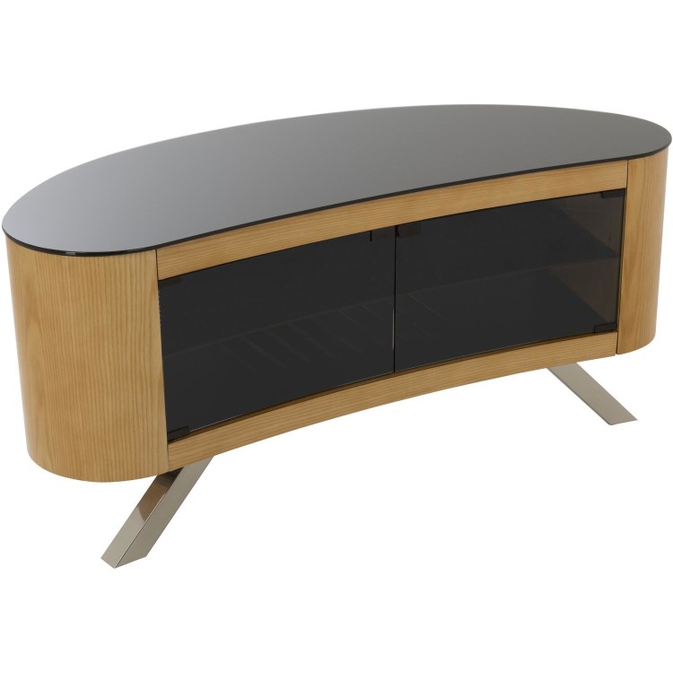 Bay Affinity Curved TV Stand 1150 Oak / Black Glass