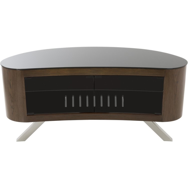 Bay Affinity Curved TV Stand 1150 Walnut / Black Glass