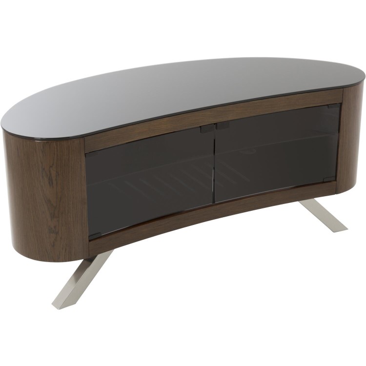 Bay Affinity Curved TV Stand 1150 Walnut / Black Glass