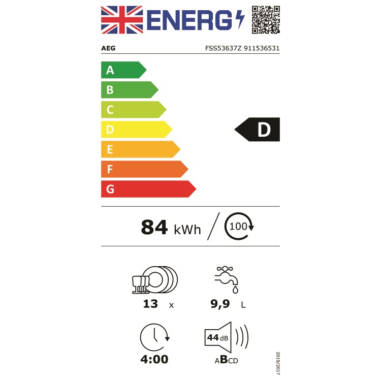 Refurbished AEG FSS53637Z 13 Place Fully Integrated Dishwasher