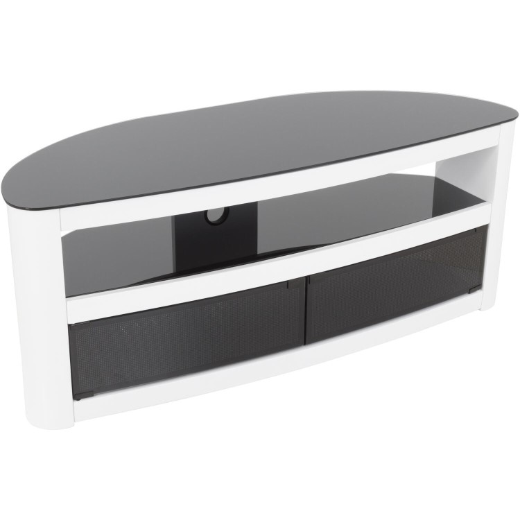 Burghley Affinity Curved TV Stand 1250 Gloss White / Black Glass