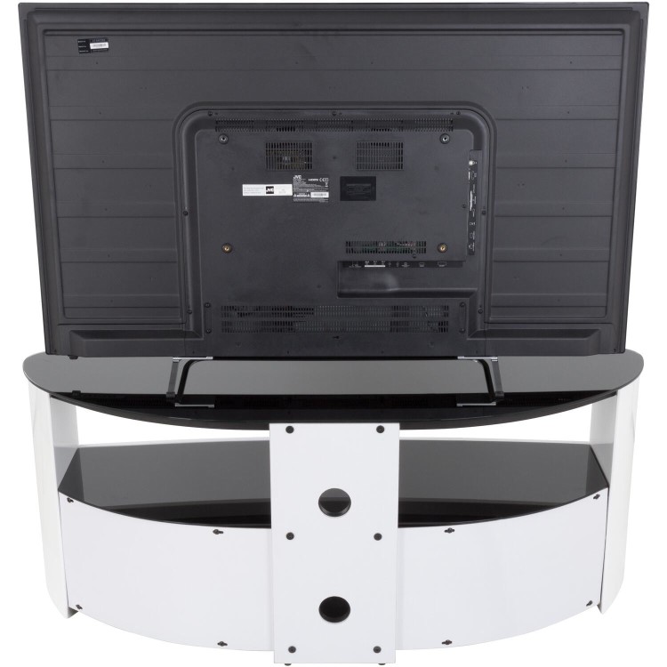 Burghley Affinity Curved TV Stand 1250 Gloss White / Black Glass