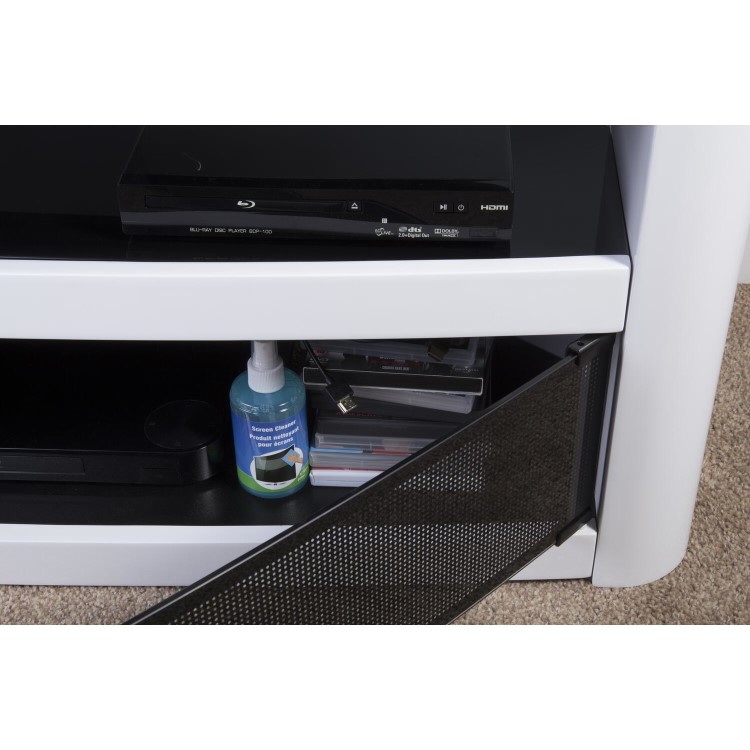Burghley Affinity Curved TV Stand 1250 Gloss White / Black Glass