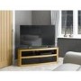 Burghley Affinity Curved TV Stand 1250 Oak / Black Glass