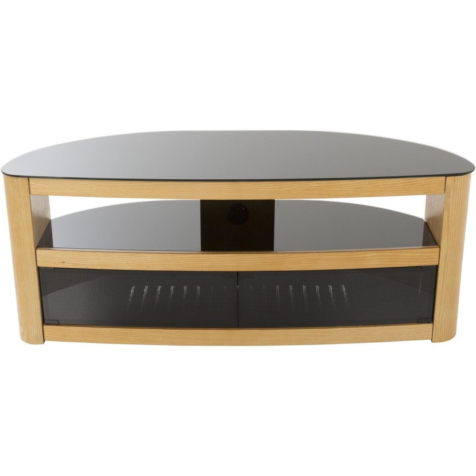 Burghley Affinity Curved TV Stand 1250 Oak / Black Glass ...