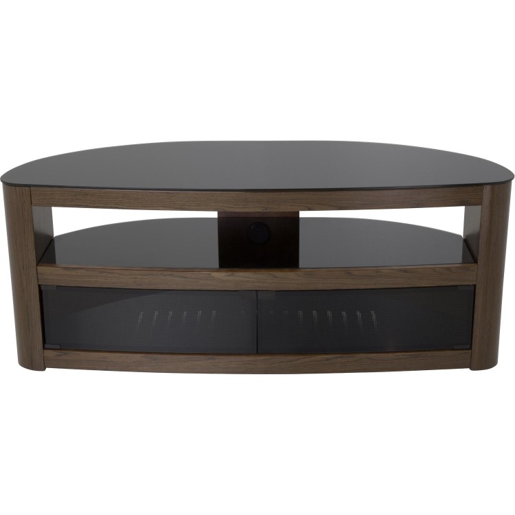 Burghley Affinity Curved TV Stand 1250 Walnut / Black Glass