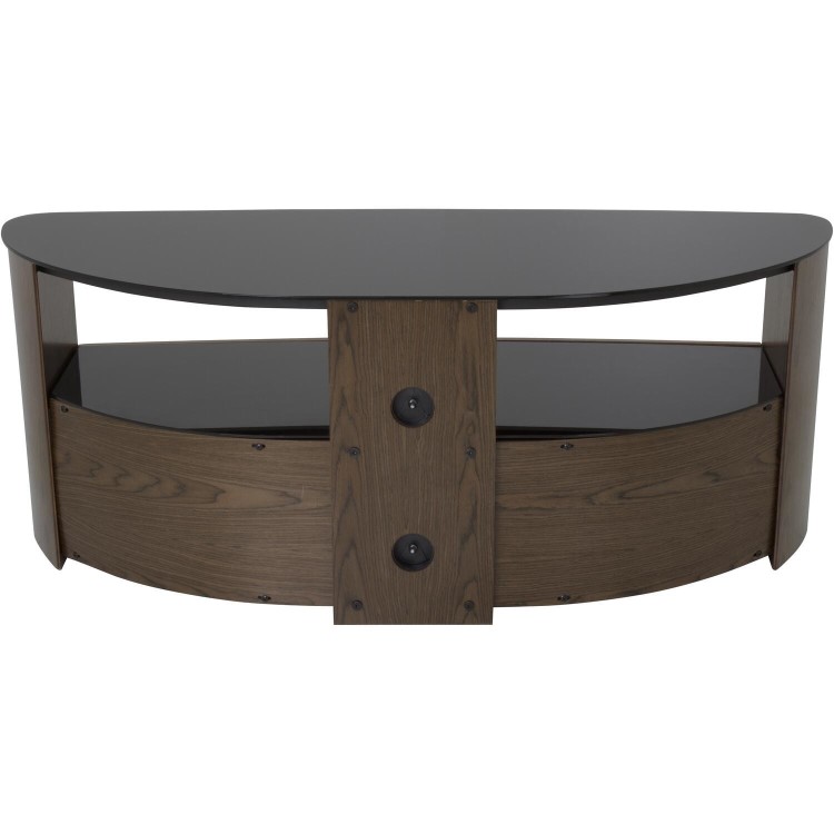 Burghley Affinity Curved TV Stand 1250 Walnut / Black Glass