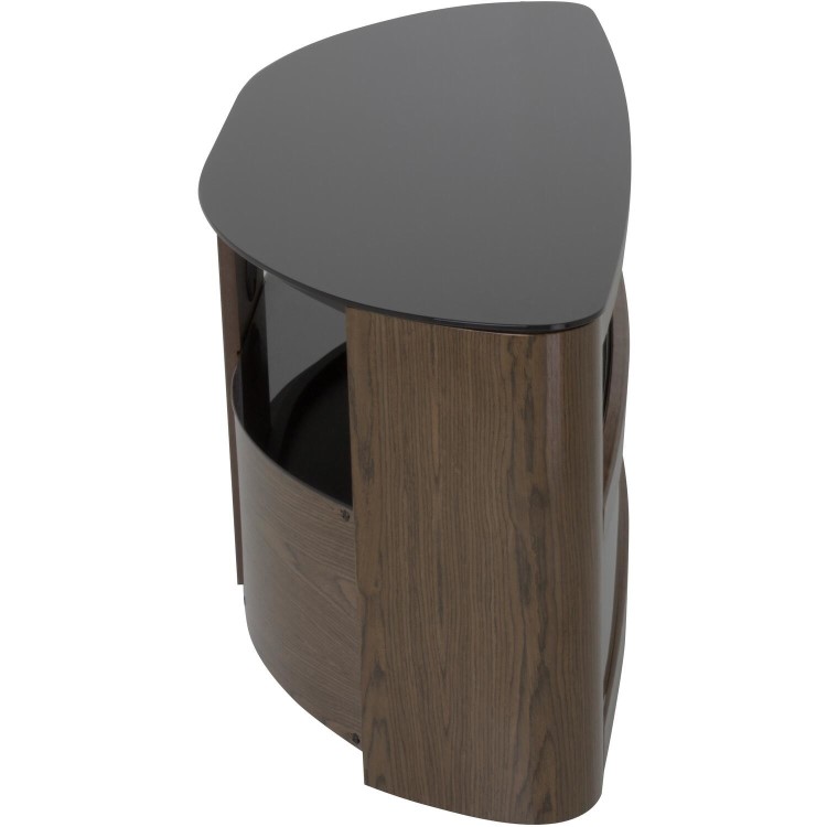 Burghley Affinity Curved TV Stand 1250 Walnut / Black Glass