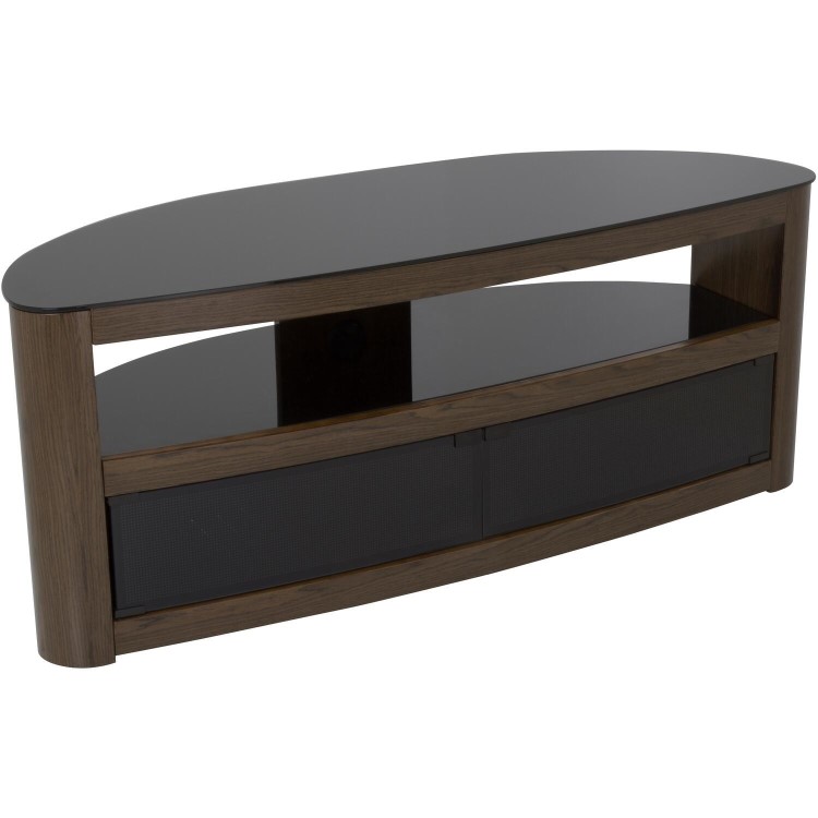 Burghley Affinity Curved TV Stand 1250 Walnut / Black Glass