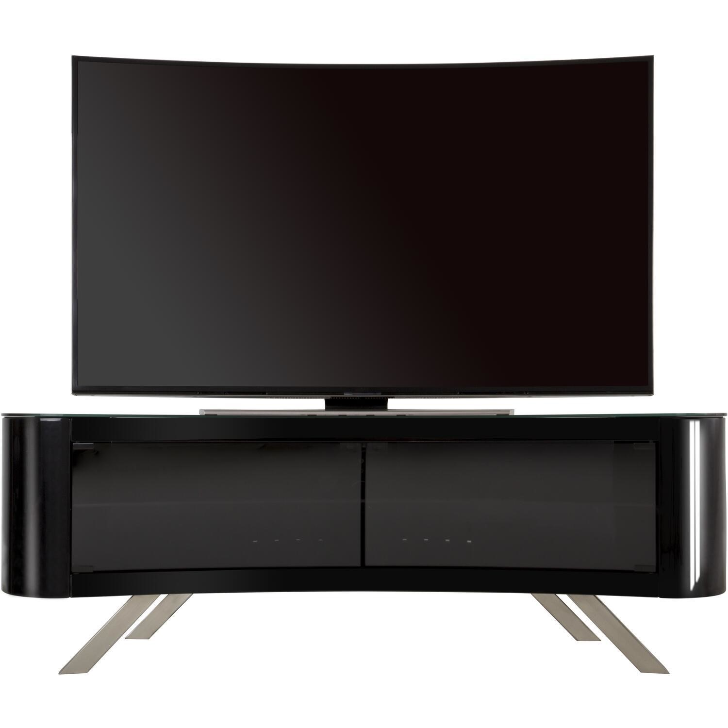 Bay Affinity Curved TV Stand 1500 Black / Black Glass