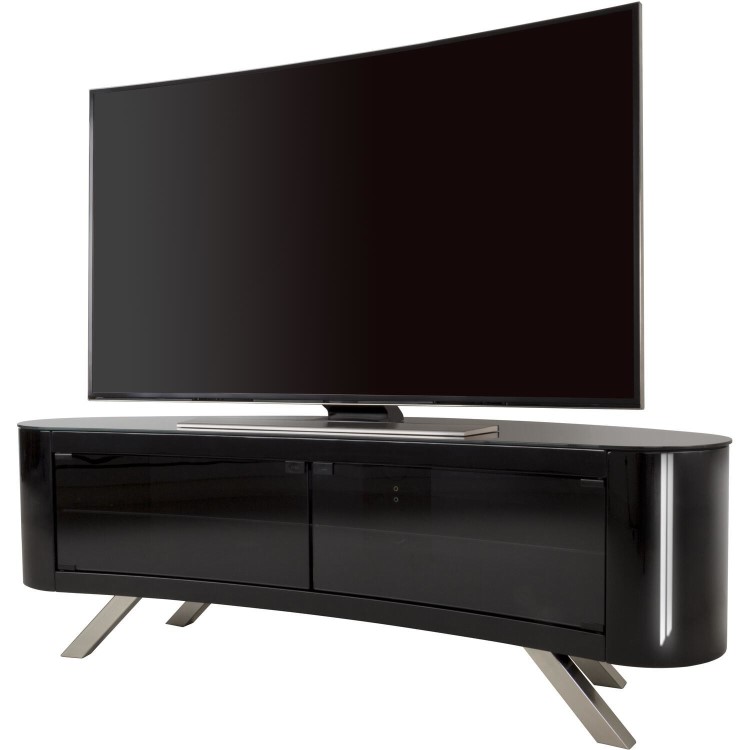 Bay Affinity Curved TV Stand 1500 Black / Black Glass